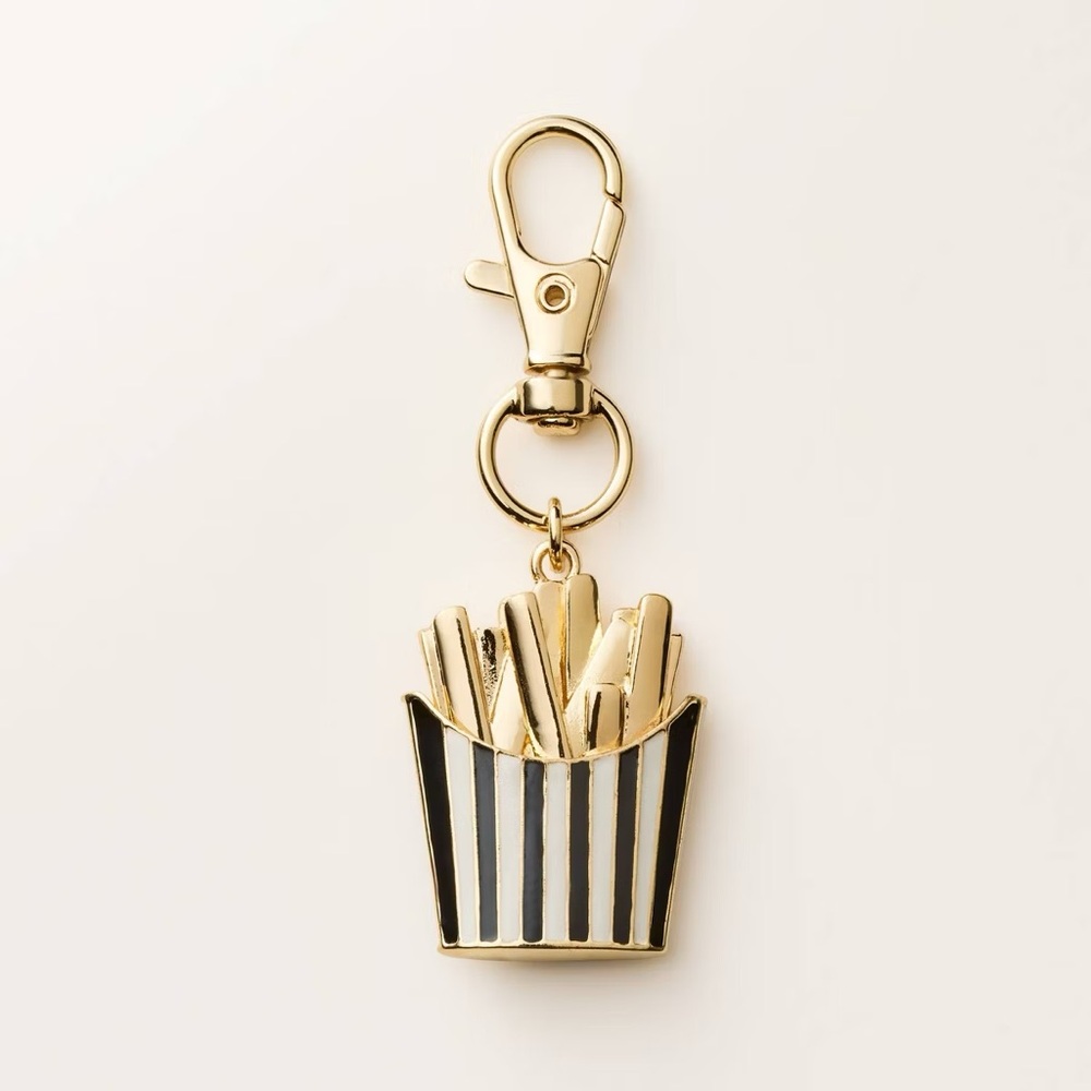 NWT French Fry Bag Charm Keychain- kate spade new york x Target Gold/Black/Green - Picture 2 of 7